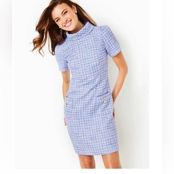 Lilly Pulitzer Dresses & Skirts - Lilly Pulitzer— TIESSA SHORT SLEEVE BOUCLE TWEED SHIFT, LARK LILAC SWIRL BOUCLE